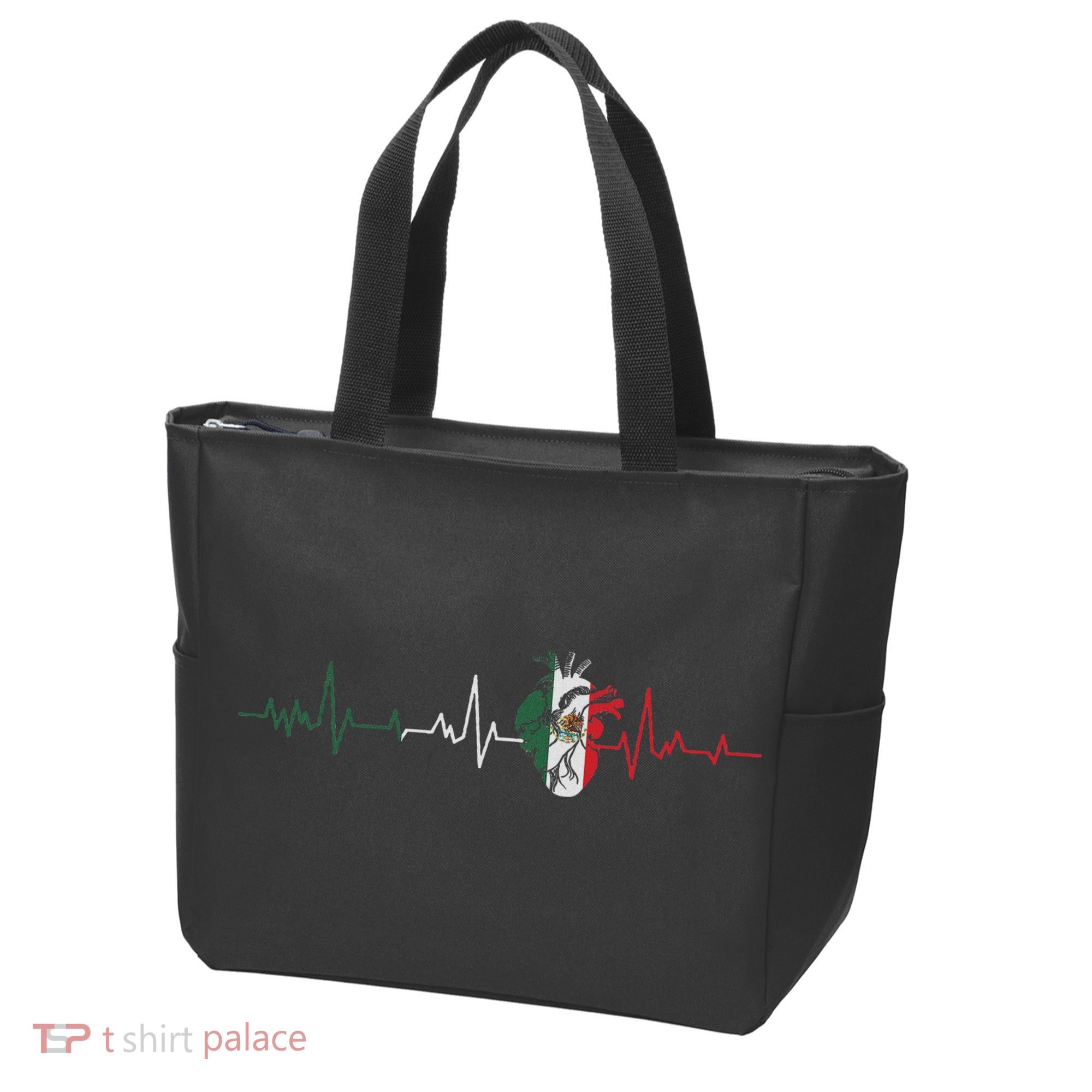 Mexico Flag Heartbeat For Mexican Pride Mexican Flag Root Tote Bag