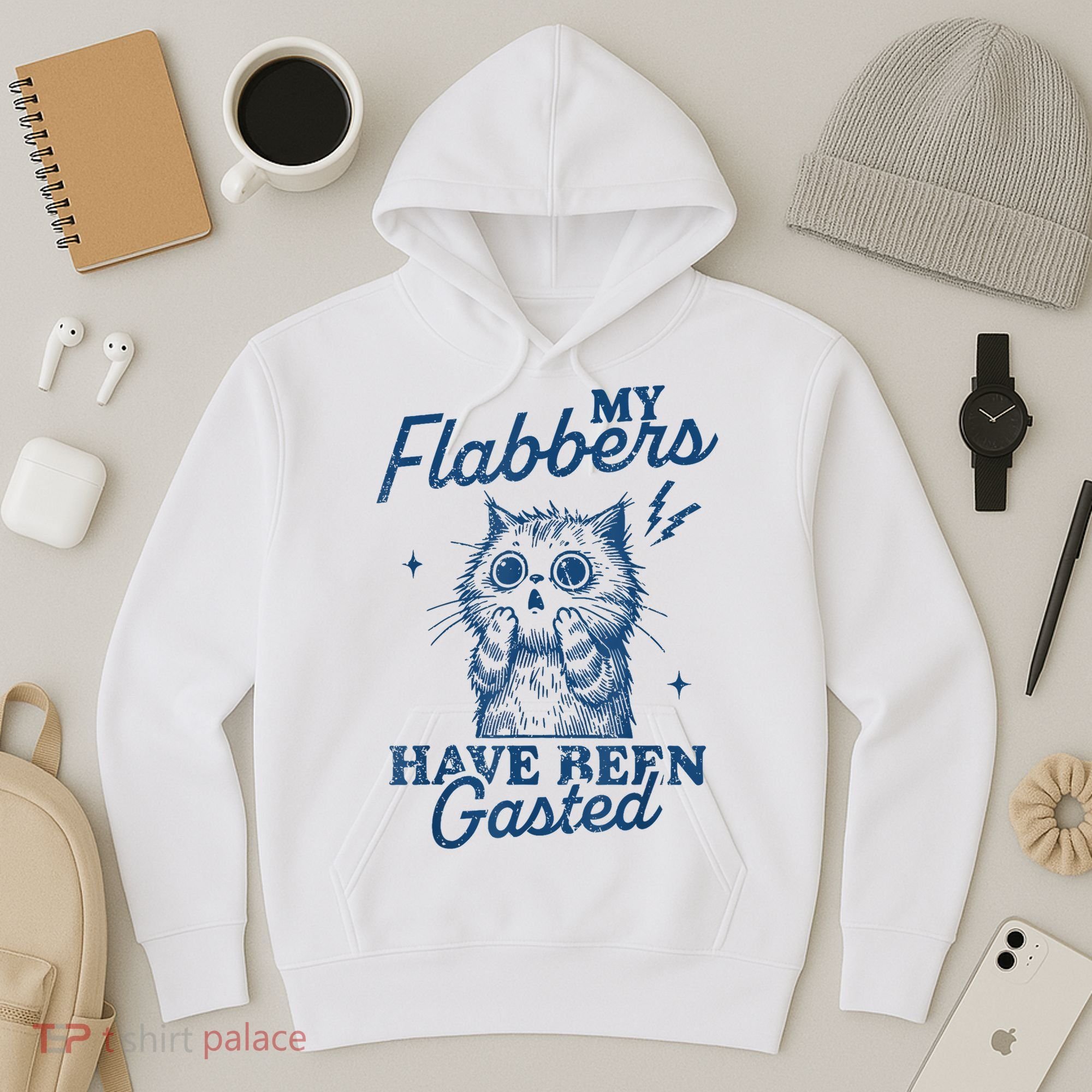 My Flabbers Have Been Gasted Distressed Retro Funny Cat Hoodie