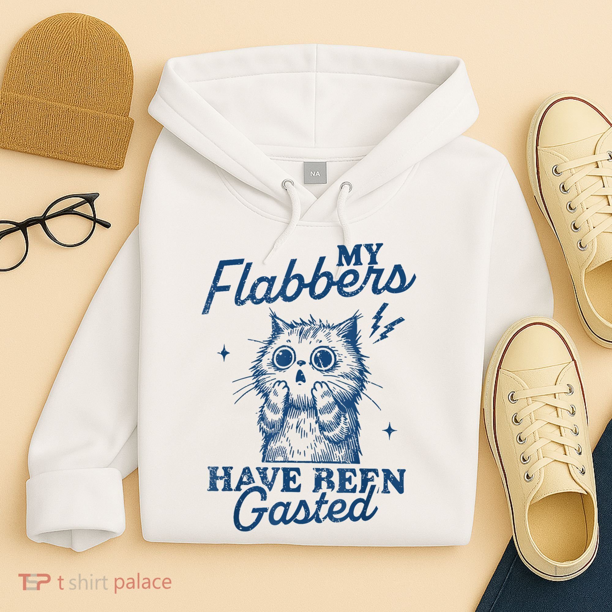 My Flabbers Have Been Gasted Distressed Retro Funny Cat Hoodie