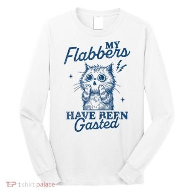 My Flabbers Have Been Gasted Distressed Retro Funny Cat Long Sleeve Shirt