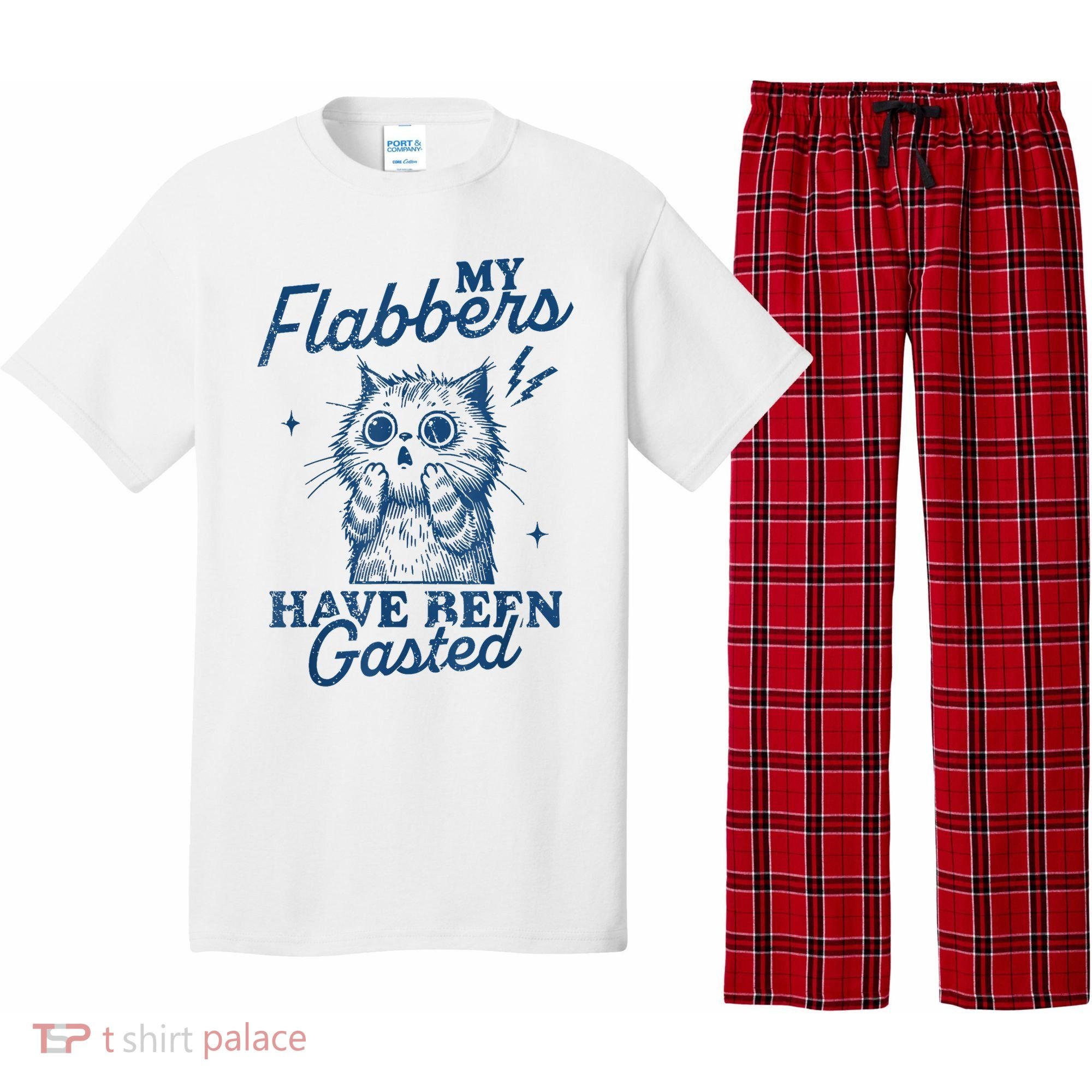 My Flabbers Have Been Gasted Distressed Retro Funny Cat Pajama Set