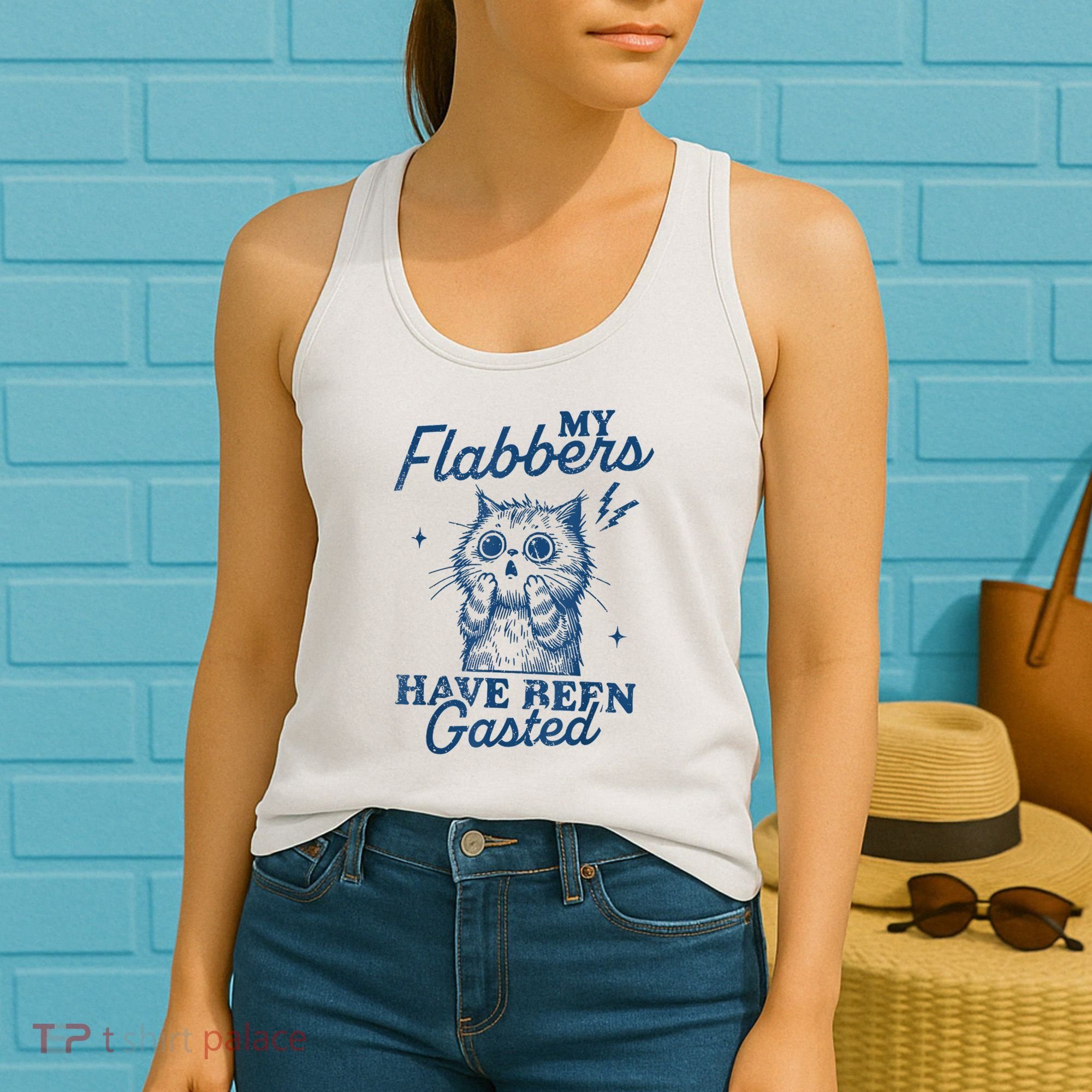 My Flabbers Have Been Gasted Distressed Retro Funny Cat Women's Tank Top