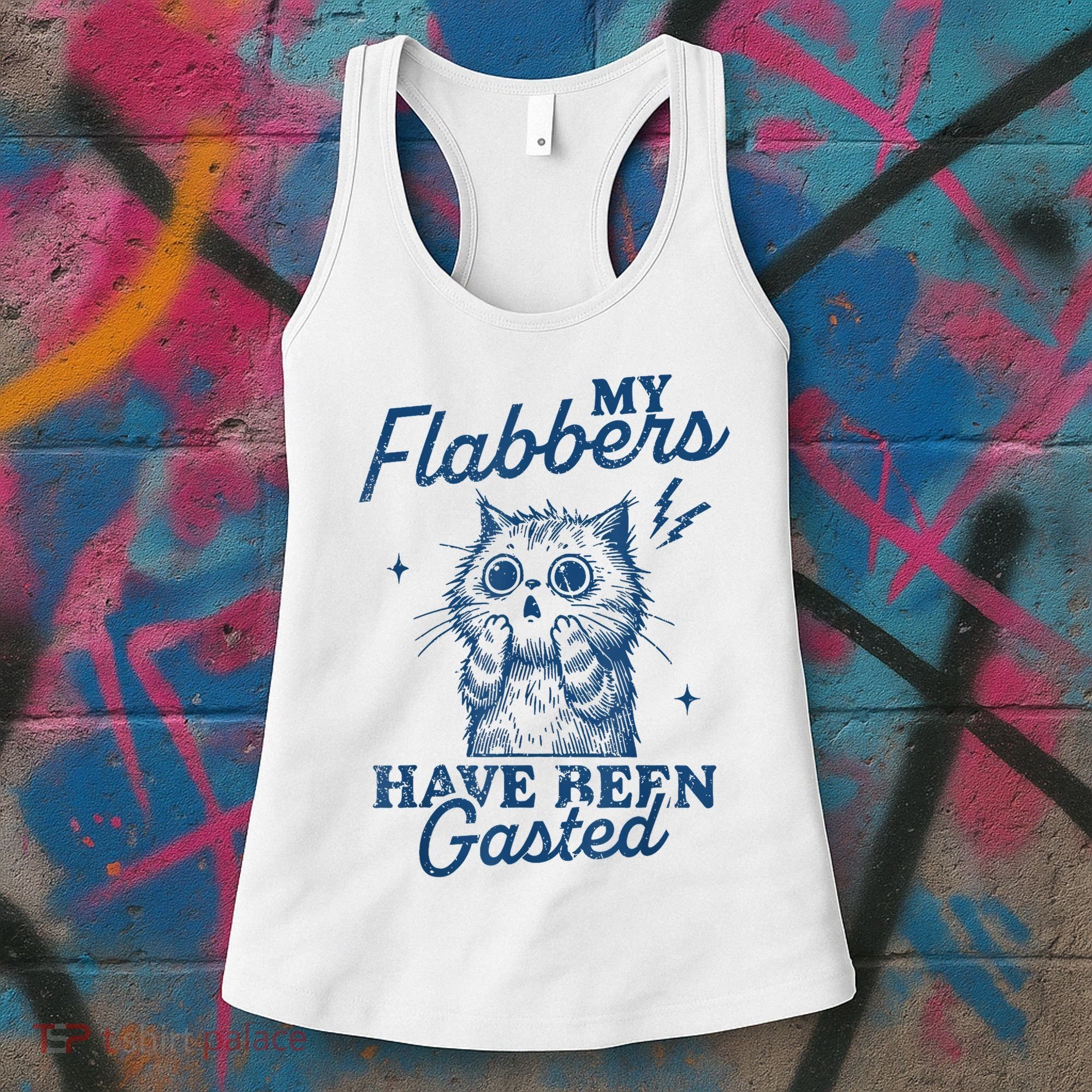 My Flabbers Have Been Gasted Distressed Retro Funny Cat Women's Tank Top