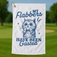 My Flabbers Have Been Gasted Distressed Retro Funny Cat Golf Towel thumb 1