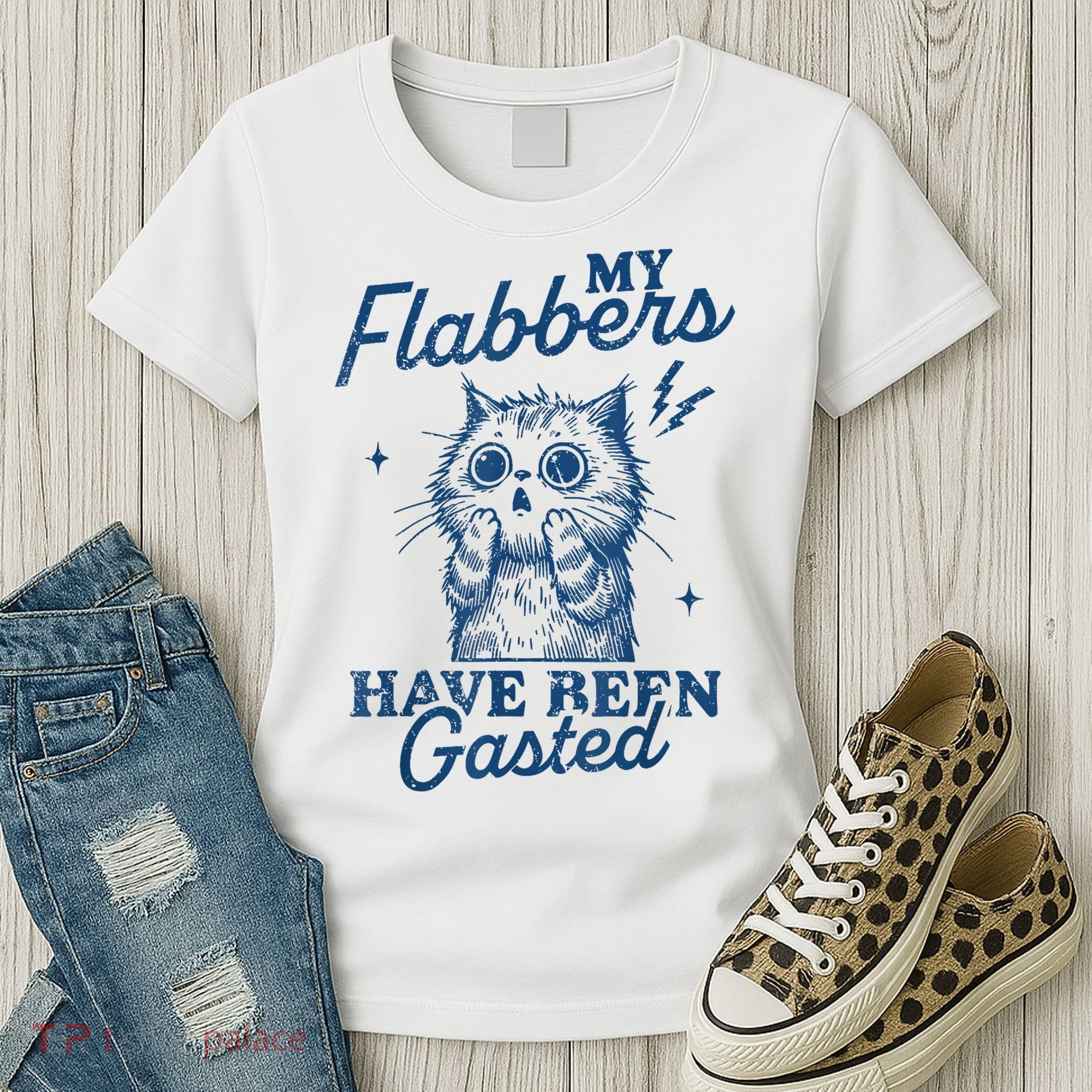 My Flabbers Have Been Gasted Distressed Retro Funny Cat Women's T-Shirt