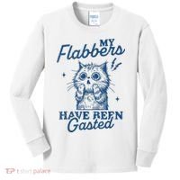 My Flabbers Have Been Gasted Distressed Retro Funny Cat Kids Long Sleeve Shirt thumb 0
