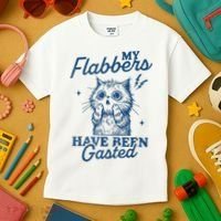 My Flabbers Have Been Gasted Distressed Retro Funny Cat Kids T-Shirt thumb 3