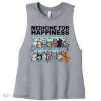 Medicine For Happiness Cat Lover Funny Women's Racerback Cropped Tank thumb 0