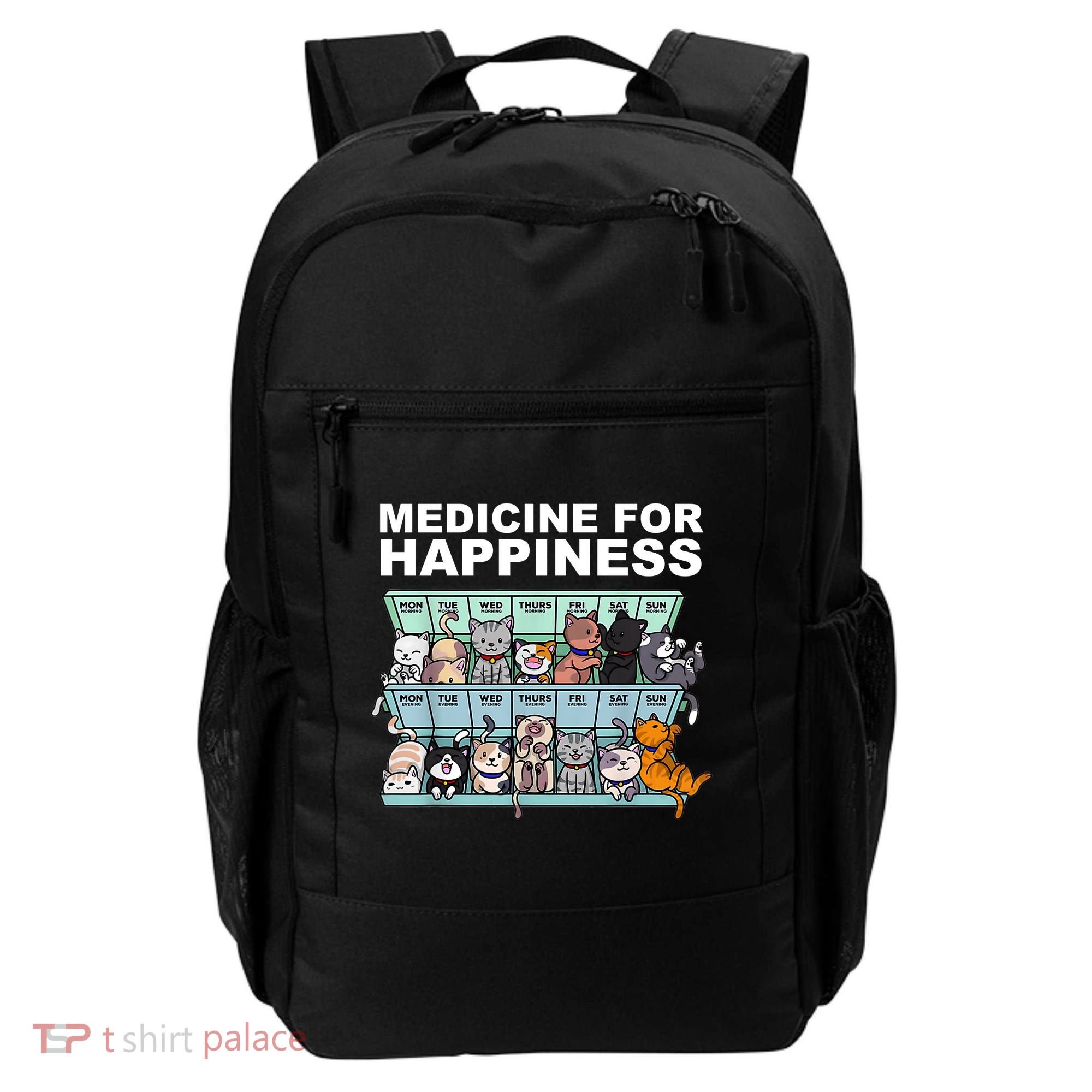 Medicine For Happiness Cat Lover Funny Backpack