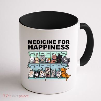 Medicine For Happiness Cat Lover Funny Coffee Mug back