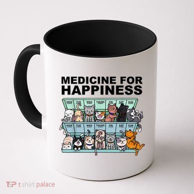 Medicine For Happiness Cat Lover Funny Coffee Mug
