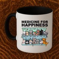 Medicine For Happiness Cat Lover Funny Coffee Mug thumb 2