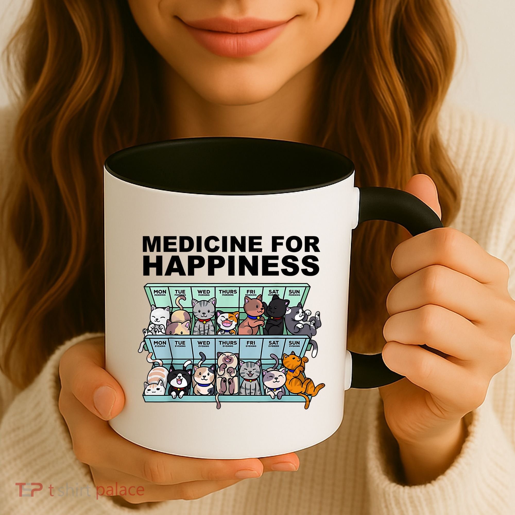 Medicine For Happiness Cat Lover Funny Coffee Mug