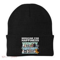 Medicine For Happiness Cat Lover Funny Beanie thumb 0