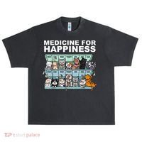 Medicine For Happiness Cat Lover Funny Urban Oversized Heavyweight T-Shirt thumb 0