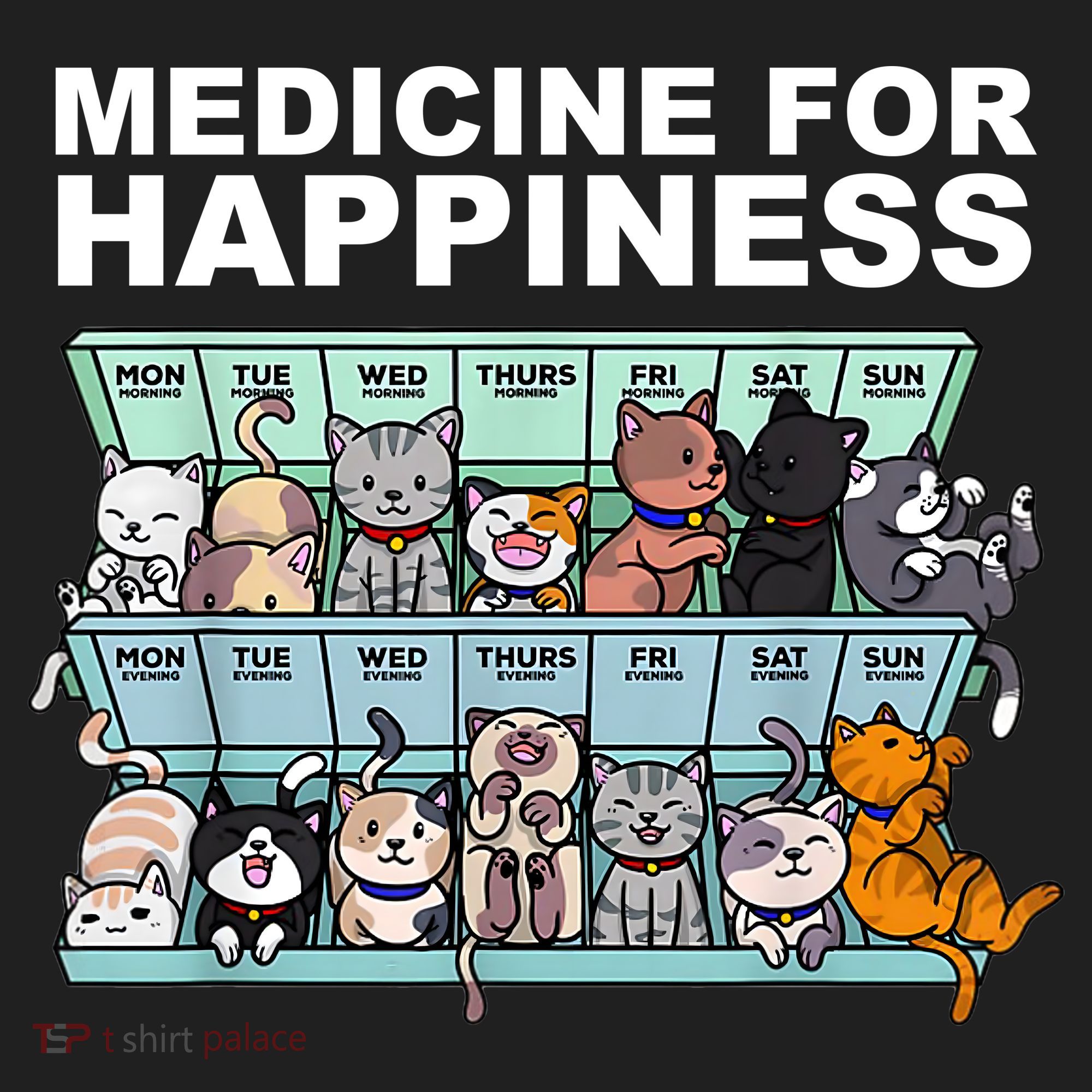 Medicine For Happiness Cat Lover Funny Urban Oversized Heavyweight T-Shirt