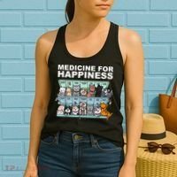 Medicine For Happiness Cat Lover Funny Women's Tank Top thumb 2