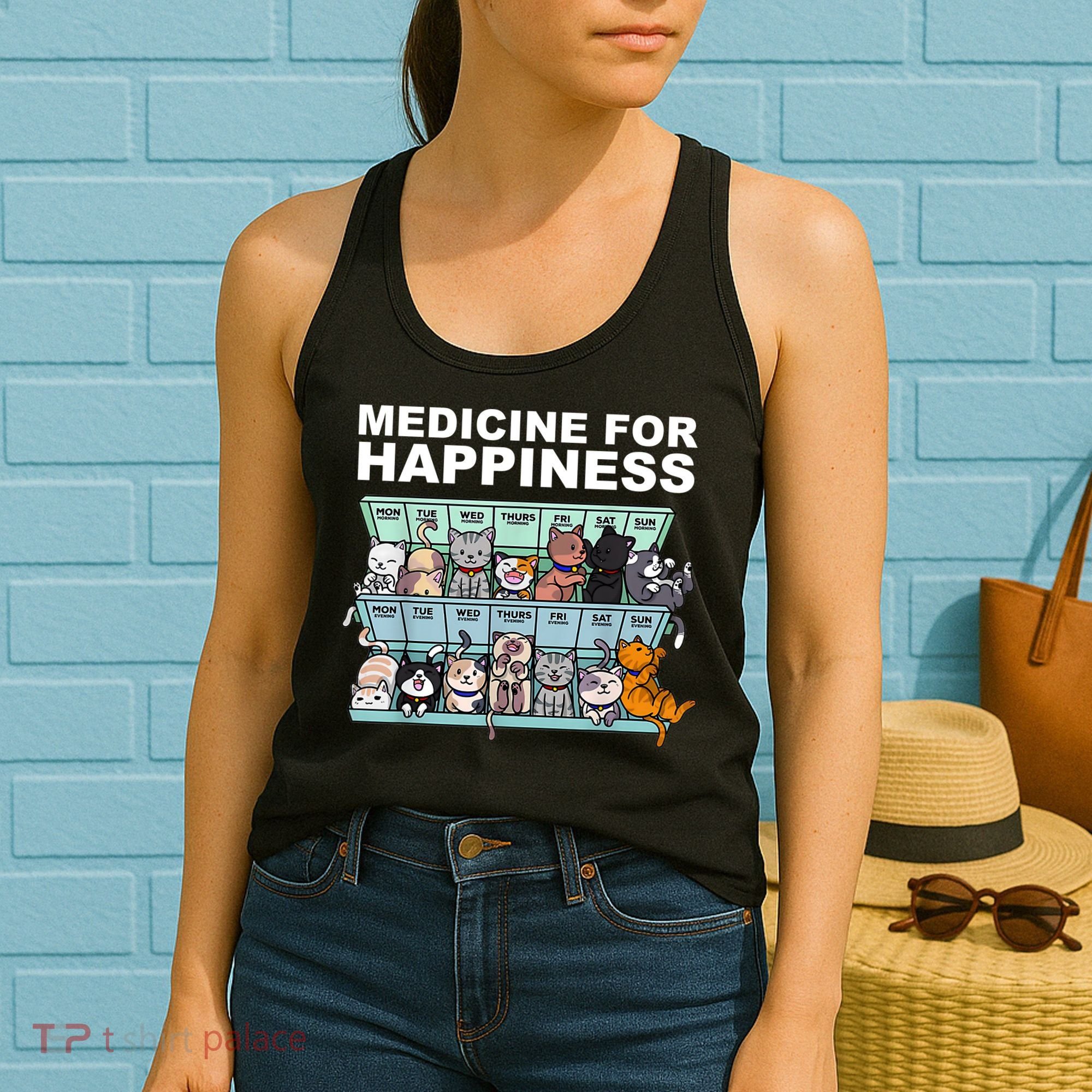 Medicine For Happiness Cat Lover Funny Women's Tank Top