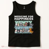 Medicine For Happiness Cat Lover Funny Tank Top thumb 2