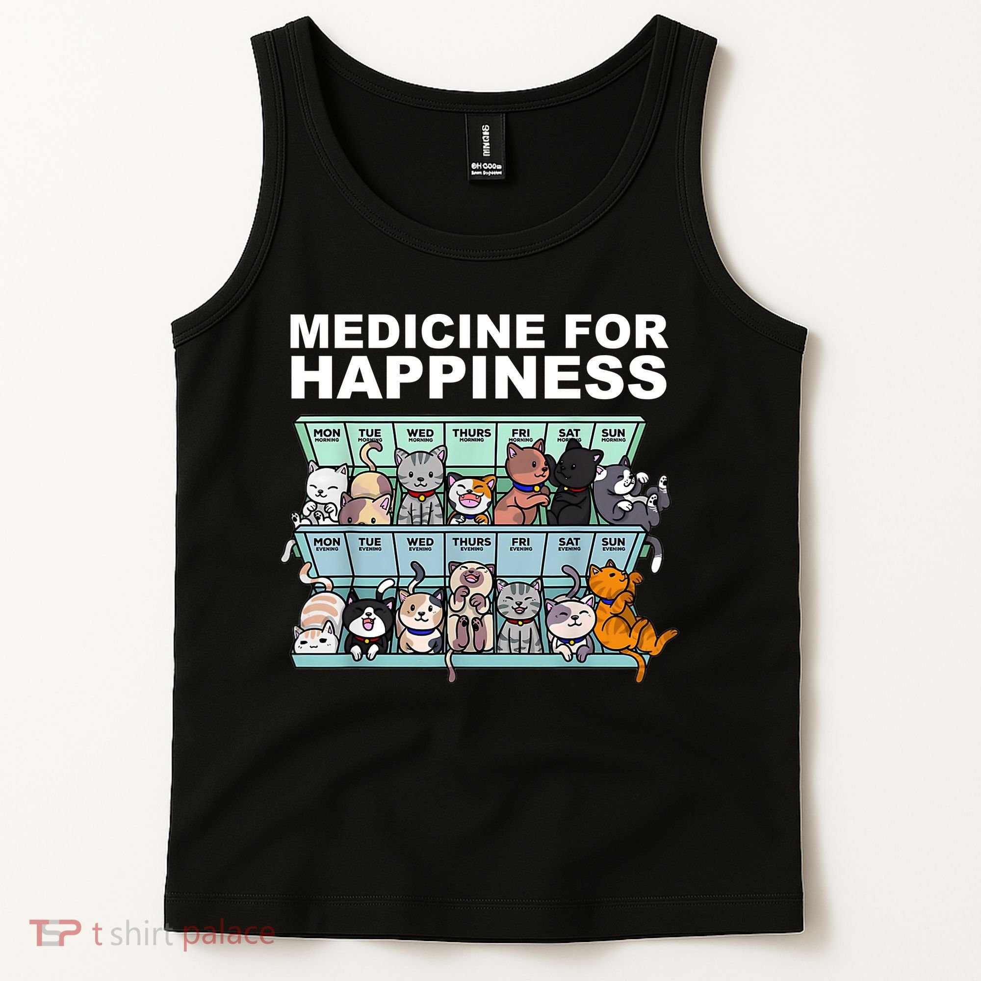 Medicine For Happiness Cat Lover Funny Tank Top