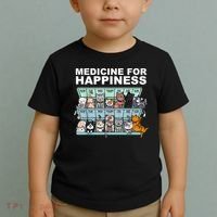 Medicine For Happiness Cat Lover Funny Toddler T-Shirt thumb 2