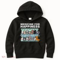 Medicine For Happiness Cat Lover Funny Kids Hoodie thumb 0