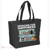 Medicine For Happiness Cat Lover Funny Tote Bag thumb 2