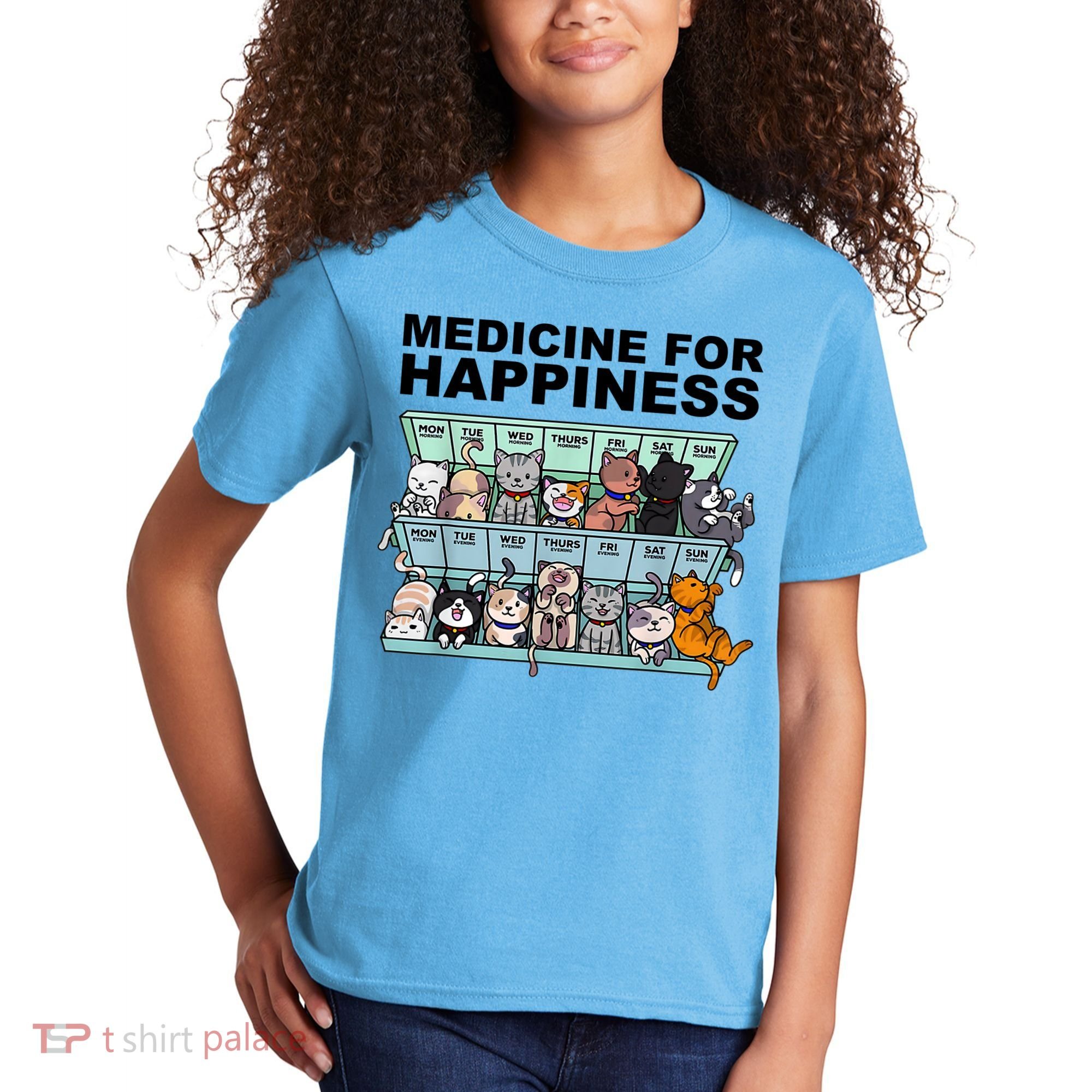 Medicine For Happiness Cat Lover Funny Kids T-Shirt