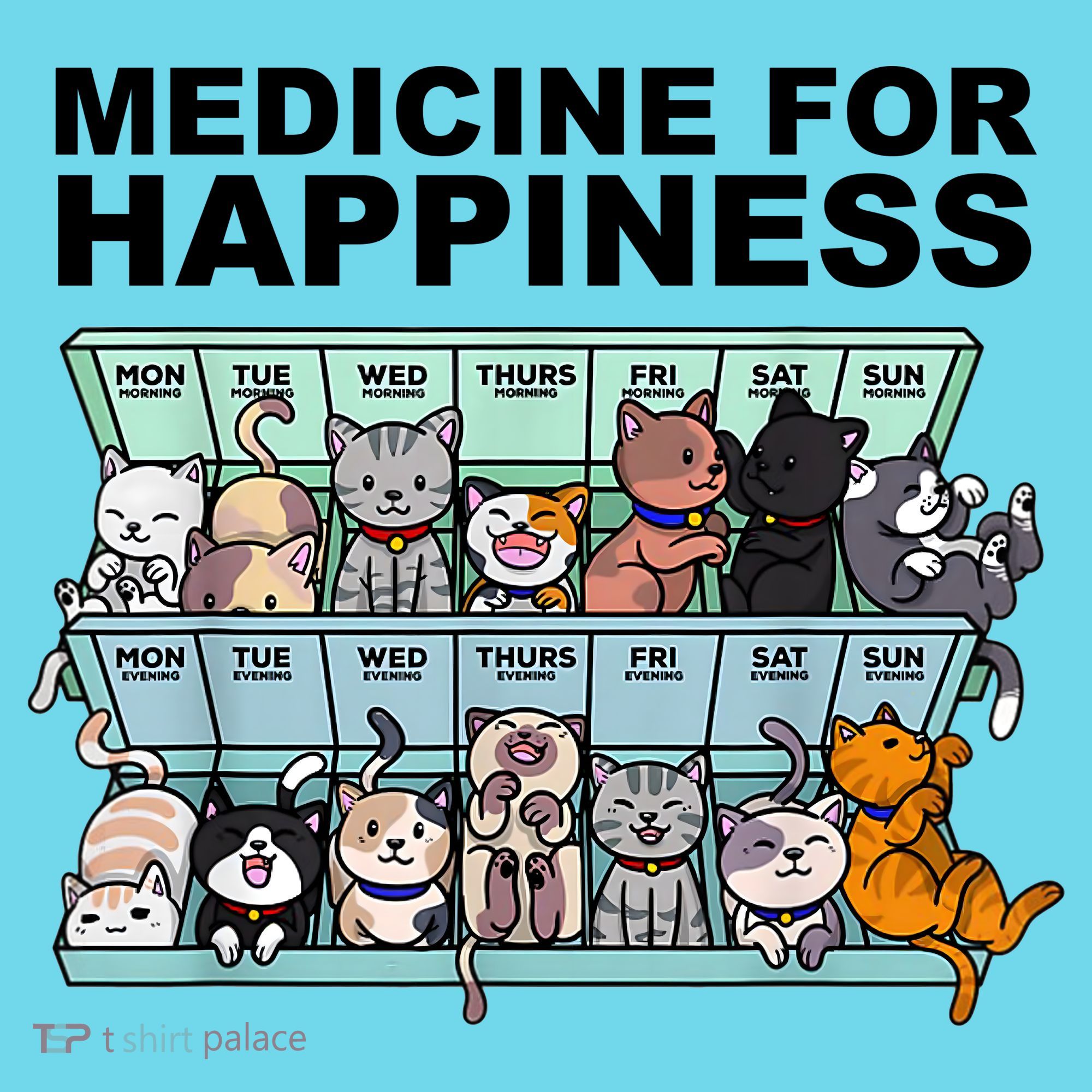 Medicine For Happiness Cat Lover Funny Kids T-Shirt
