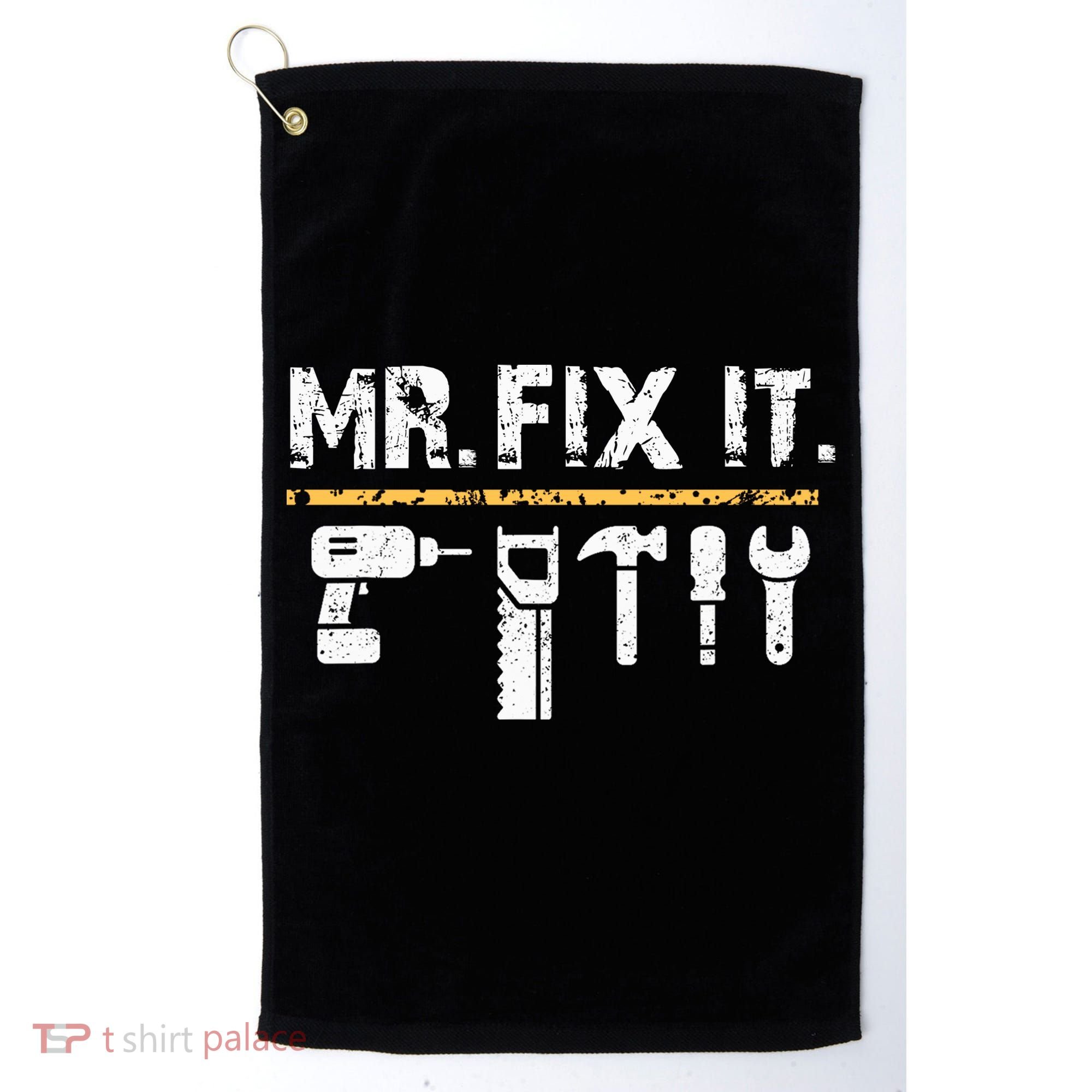 Mr Fix It . Funny Handyman Woodworking Golf Towel
