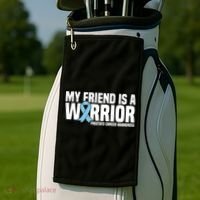 My Friend Is A Warrior Blue Ribbon Prostate Cancer Awareness Gift Golf Towel thumb 2