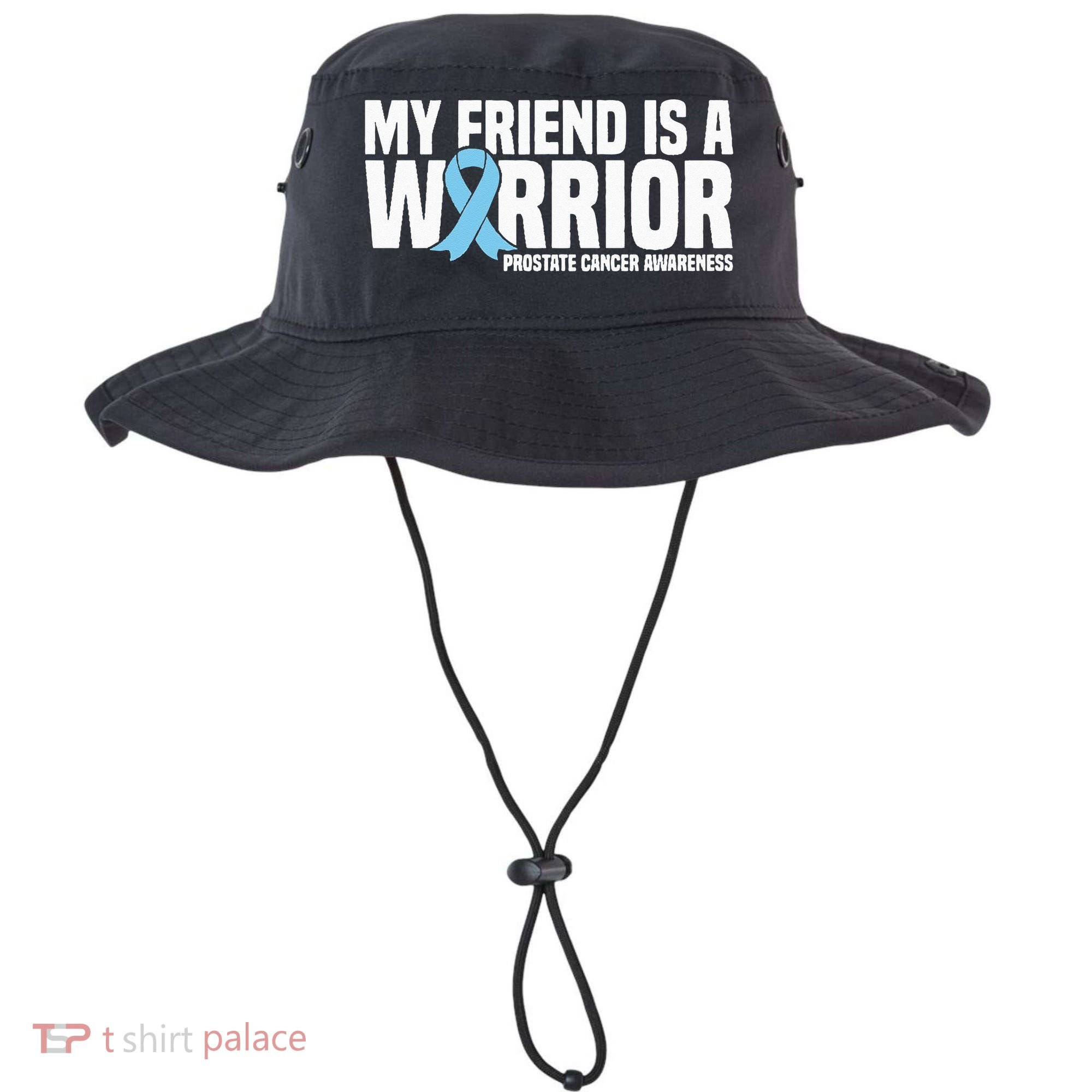 My Friend Is A Warrior Blue Ribbon Prostate Cancer Awareness Bucket Hat