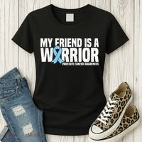 My Friend Is A Warrior Blue Ribbon Prostate Cancer Awareness Women's T-Shirt thumb 3