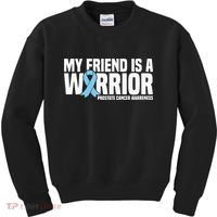 My Friend Is A Warrior Blue Ribbon Prostate Cancer Awareness Kids Sweatshirt thumb 0