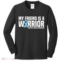 My Friend Is A Warrior Blue Ribbon Prostate Cancer Awareness Kids Long Sleeve Shirt thumb 0