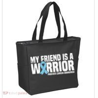 My Friend Is A Warrior Blue Ribbon Prostate Cancer Awareness Tote Bag thumb 2
