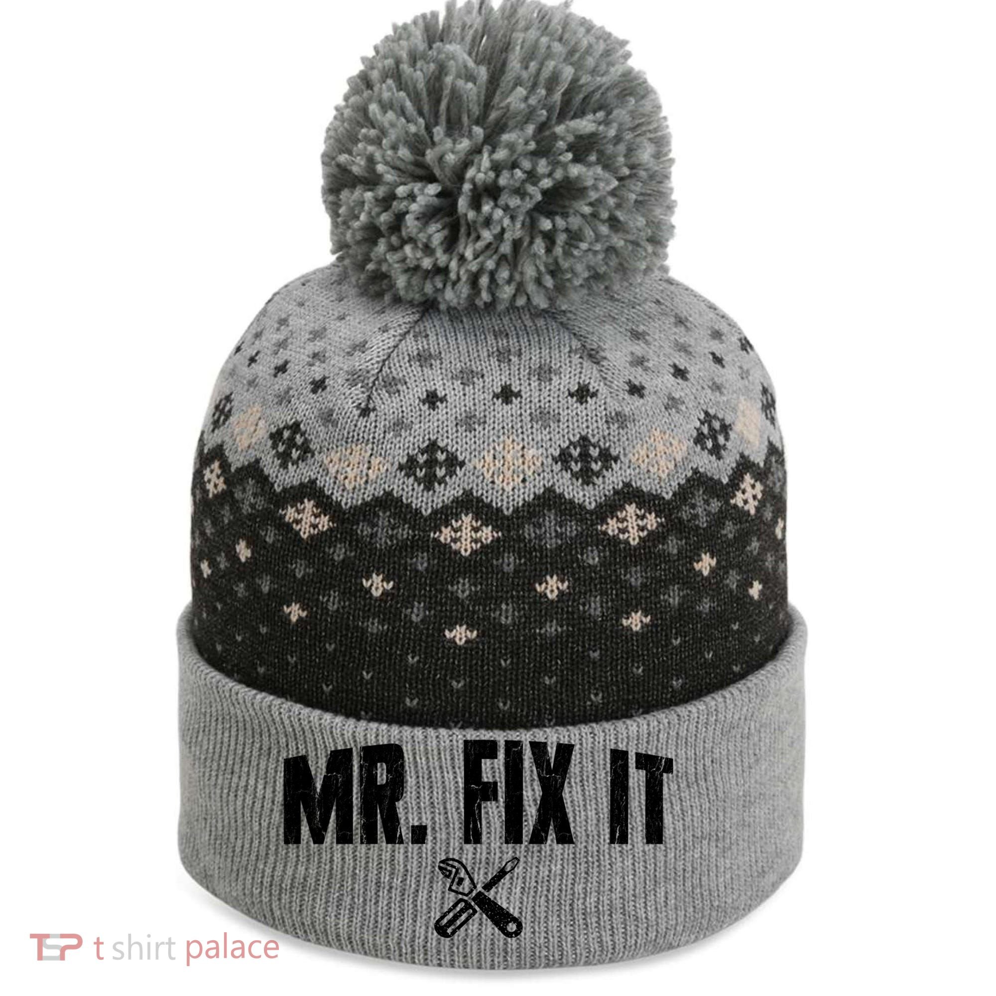 Mr Fix It Funny Cool Gift The Baniff Cuffed Pom Beanie