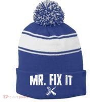 Mr Fix It Funny Cool Gift Stripe Pom Pom Beanie thumb 0