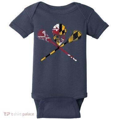 Maryland Flag Lacrosse Baby Bodysuit