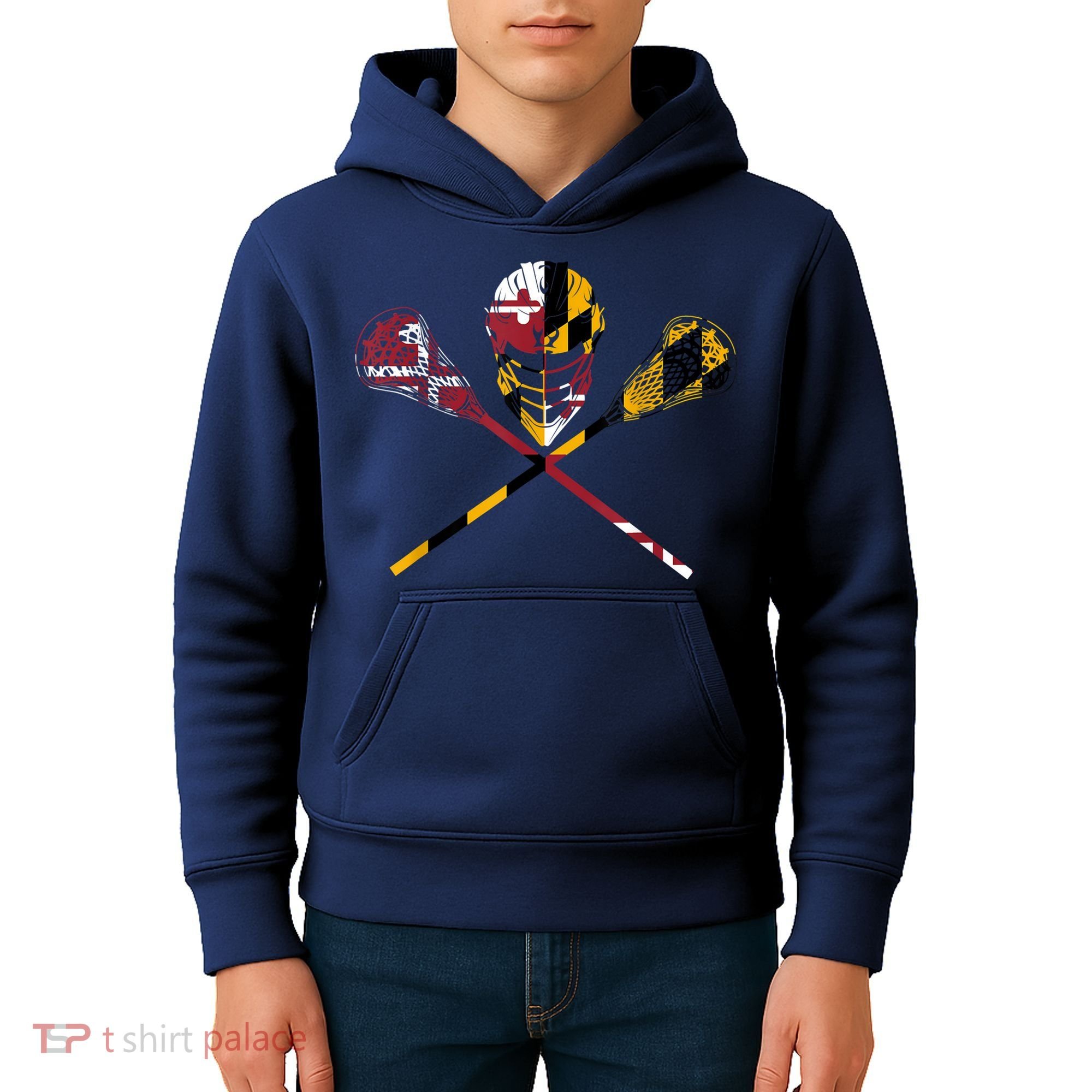 Maryland Flag Lacrosse Kids Hoodie