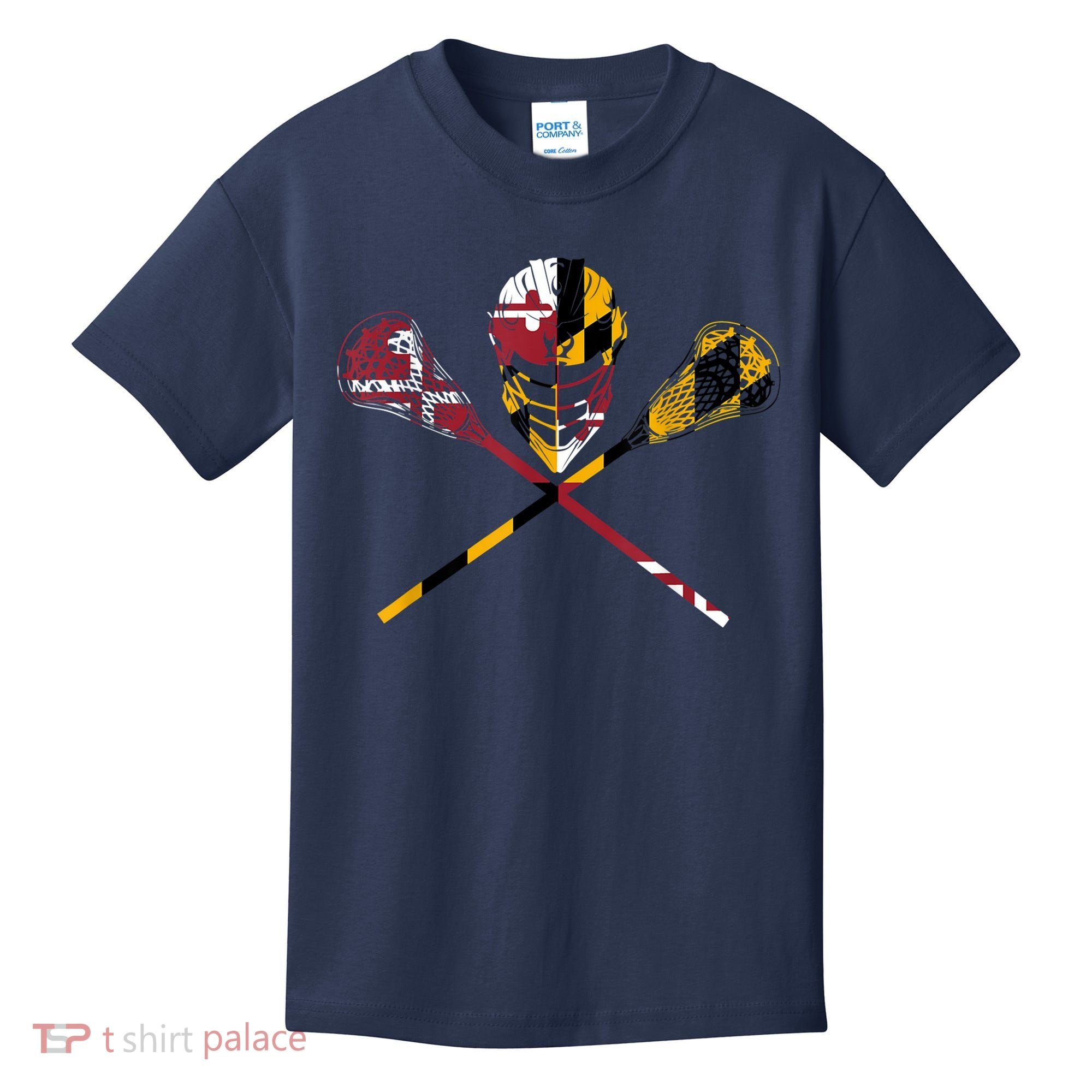 Maryland Flag Lacrosse Kids T-Shirt