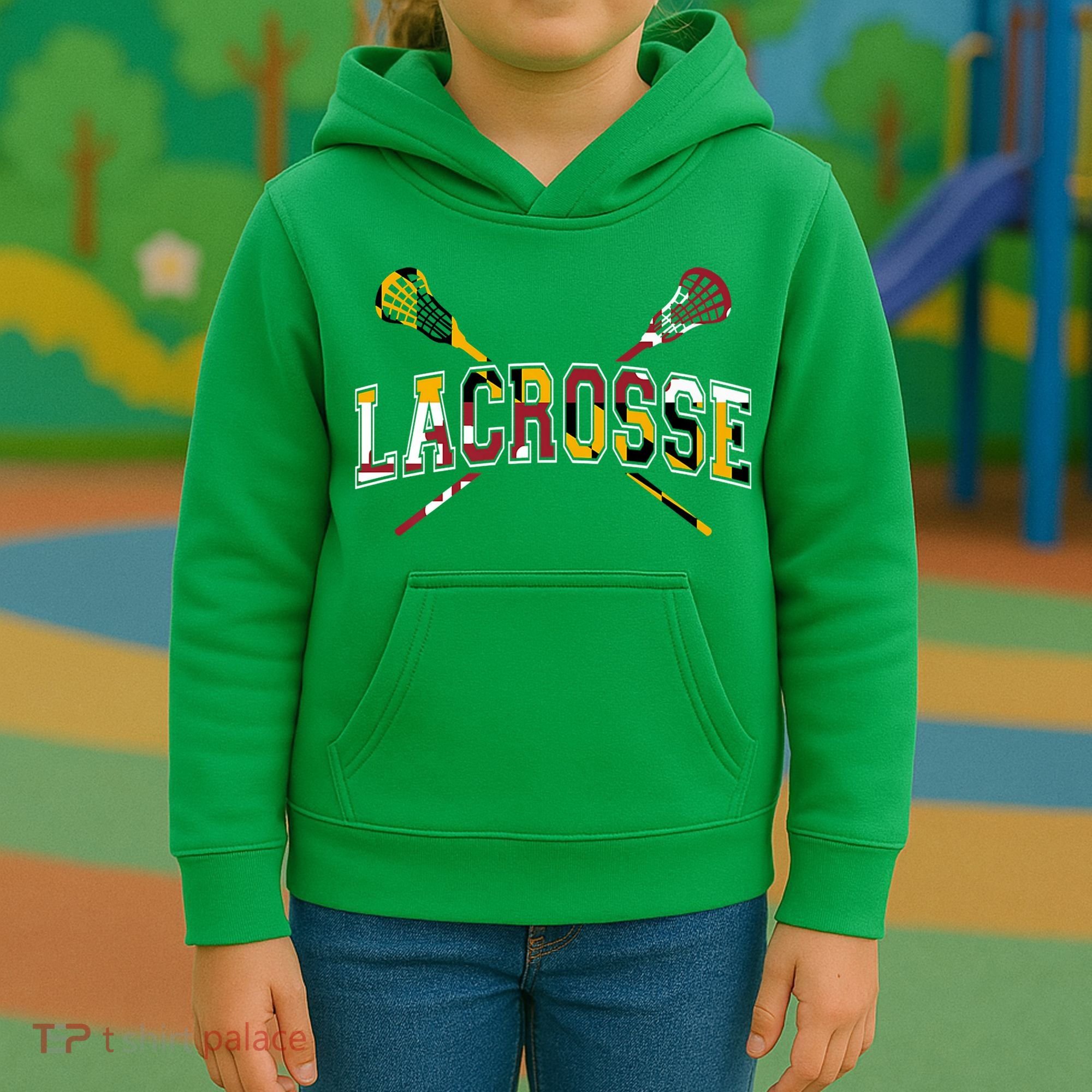 Maryland Flag Lacrosse Kids Hoodie
