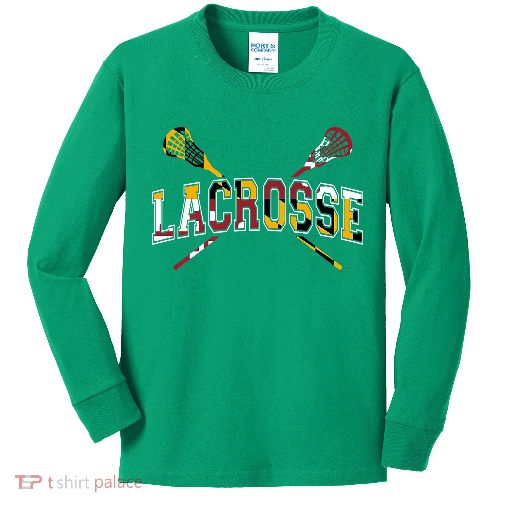 Maryland Flag Lacrosse Kids Long Sleeve Shirt