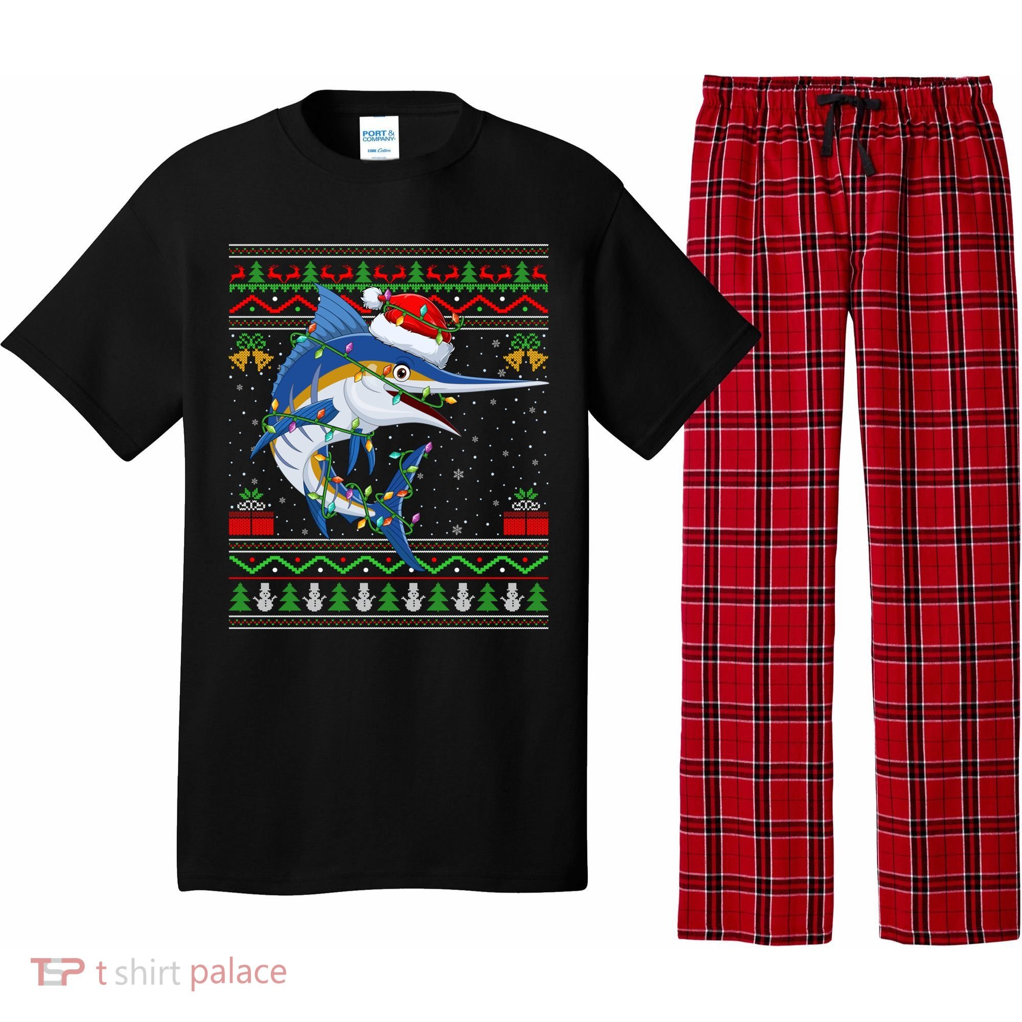 Marlin Fish Lover Matching Ugly Marlin Christmas Meaningful Gift Pajama Set
