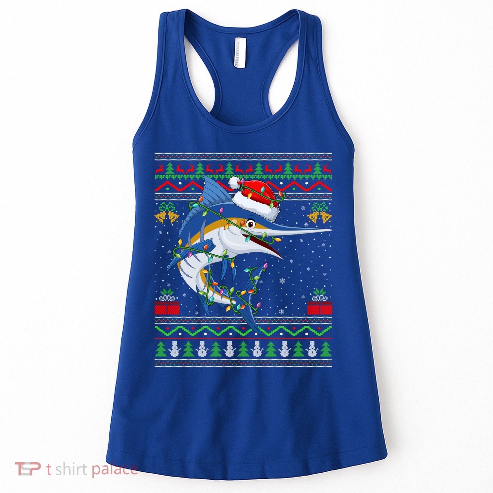 Marlin Fish Lover Matching Ugly Marlin Christmas Meaningful Gift Women's Tank Top