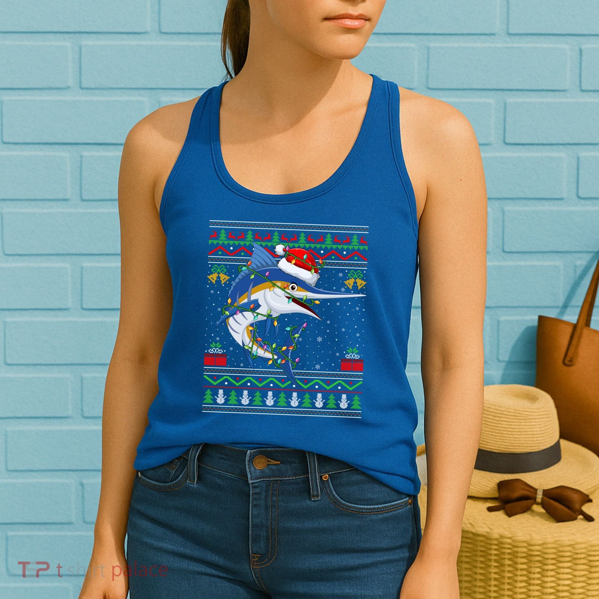 Marlin Fish Lover Matching Ugly Marlin Christmas Meaningful Gift Women's Tank Top