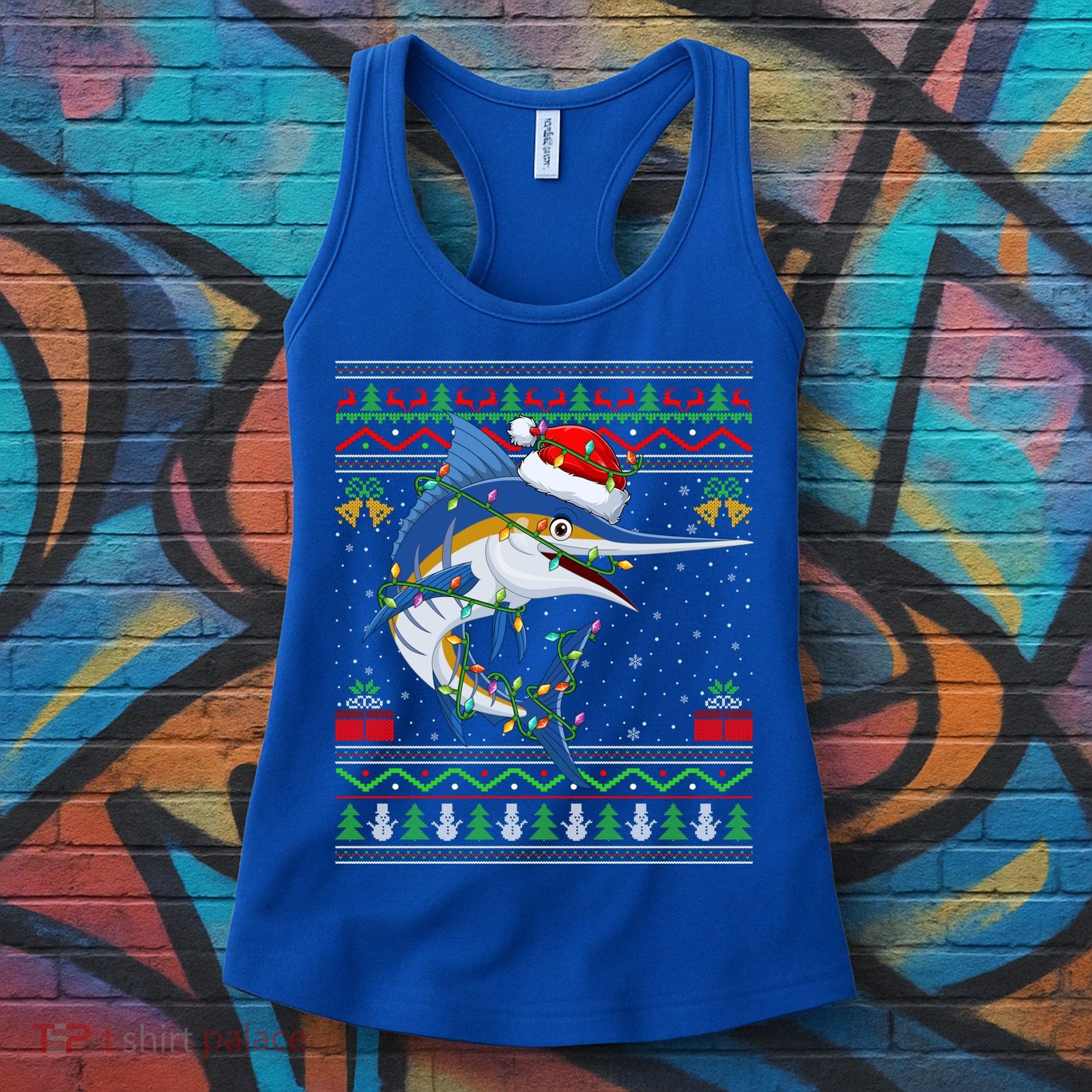 Marlin Fish Lover Matching Ugly Marlin Christmas Meaningful Gift Women's Tank Top