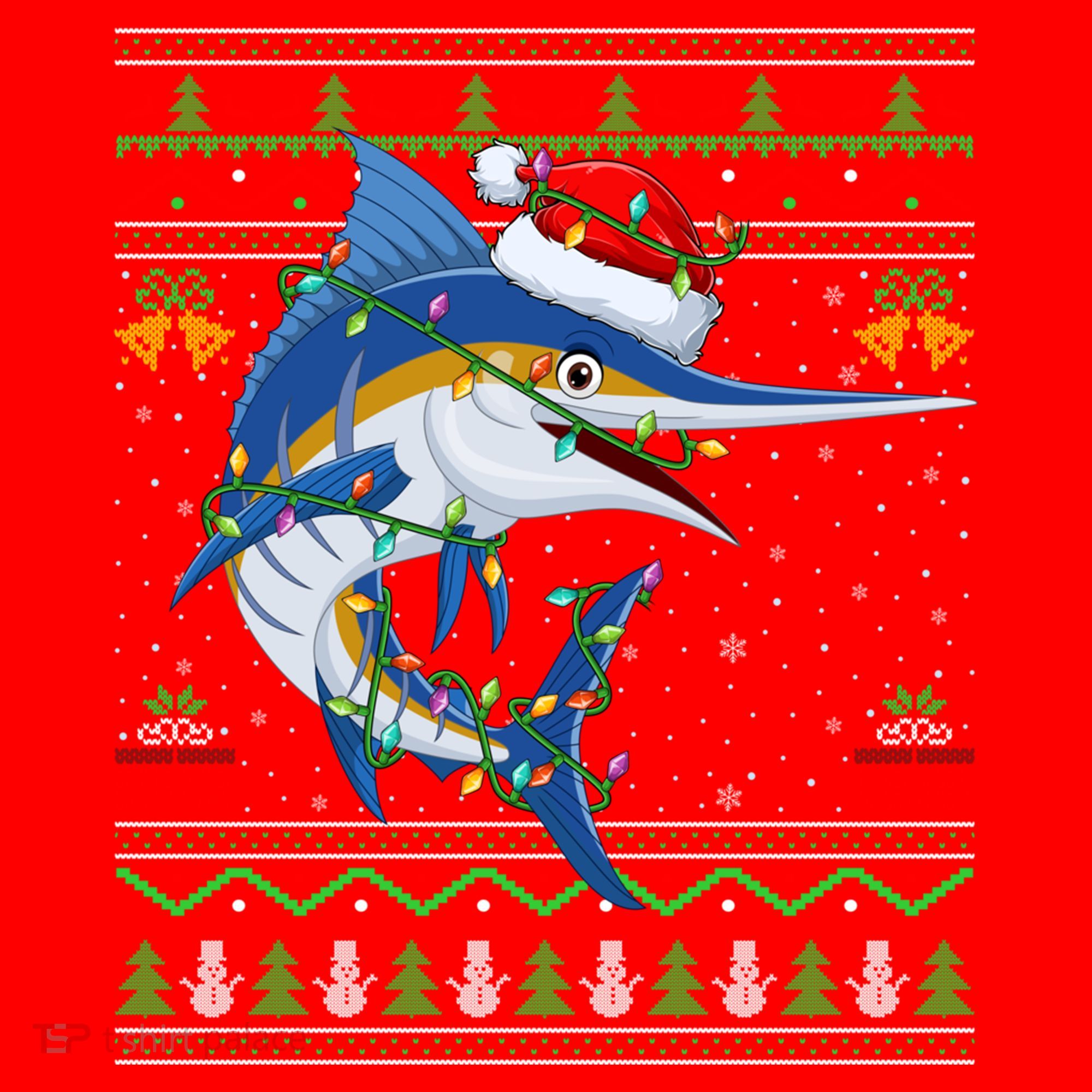 Marlin Fish Lover Matching Ugly Marlin Christmas Meaningful Gift Santa Hat
