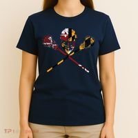 Maryland Flag Lacrosse College LAX Stick T-Shirt thumb 4