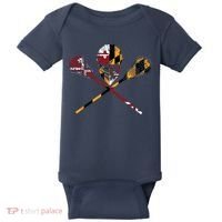 Maryland Flag Lacrosse College LAX Stick Baby Bodysuit thumb 0